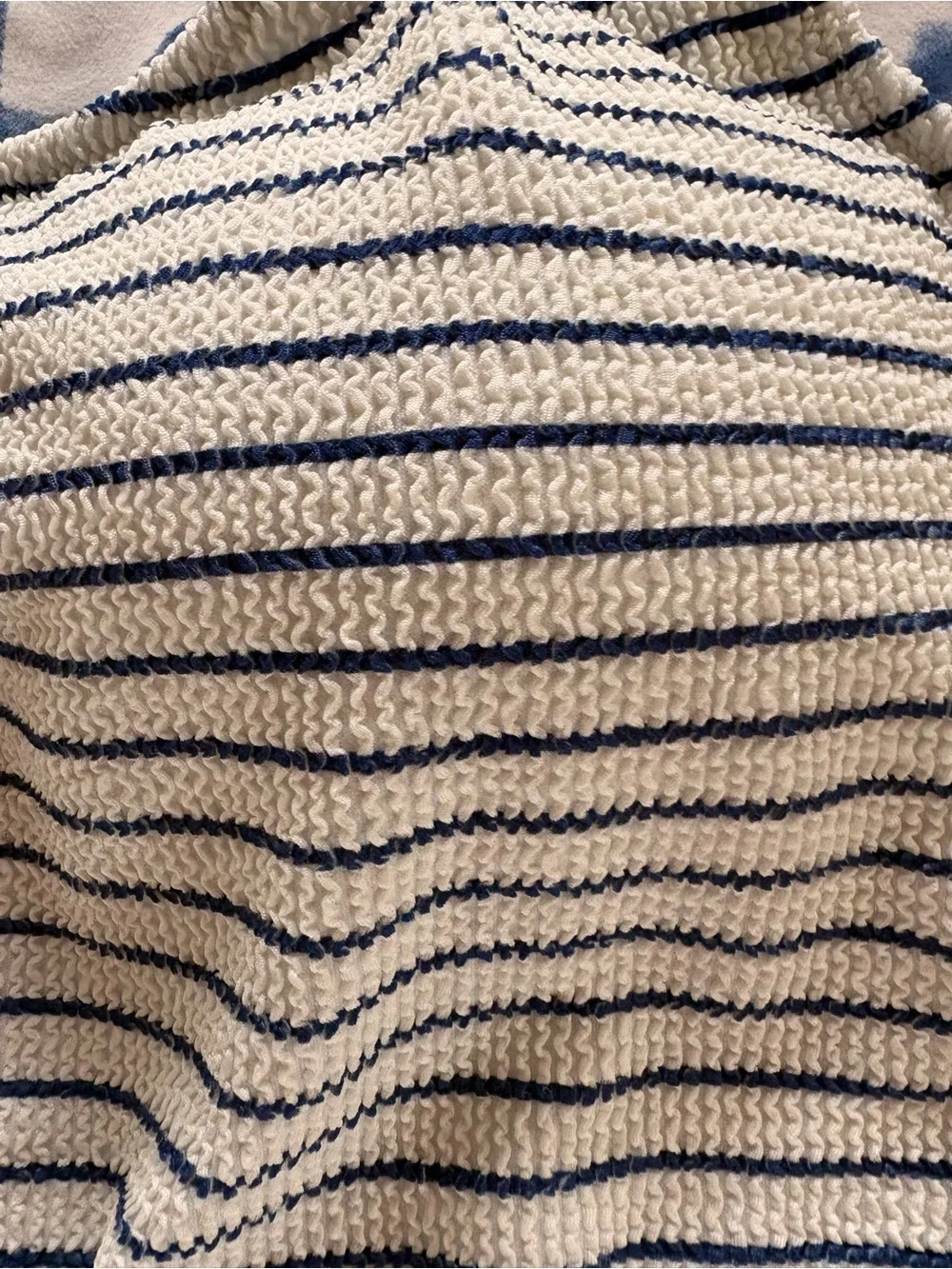J. Crew Cream and Navy Striped One-Piece Swimsuit